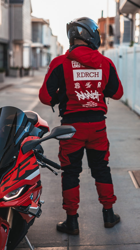 Ride Rich Regency V2 Flow Mesh Armoured GP Softshell Motorcycle Jacket - Red